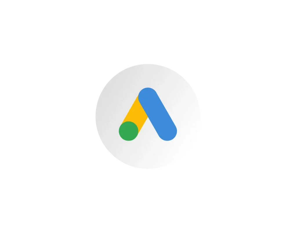 Google Ads Symbol in Blau, Gelb und Grün auf weißem Hintergrund. Ein Aufruf, sich für Fragen oder den Start einer Zusammenarbeit zu melden. Einladend für Kunden, das Kontaktformular auszufüllen und Unterstützung im Bereich Google Ads und SEO zu erhalten.